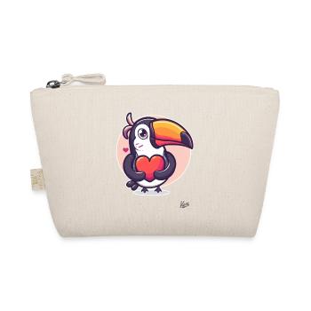 Kawaii Cute Toucan with Heart of Love - Organic Pouch - nature - Front