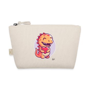 Cute little dinosaur dragon with a heart for love - Organic Pouch - nature - Front