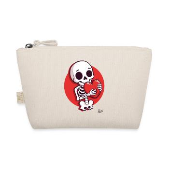 Sweet Happy Skeleton with Heart for Love - Organic Pouch - nature - Front