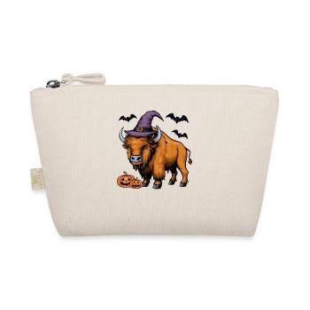 Scary Pumpkin Bat Funny Witch Hat Bison Halloween - Organic Pouch - nature - Front