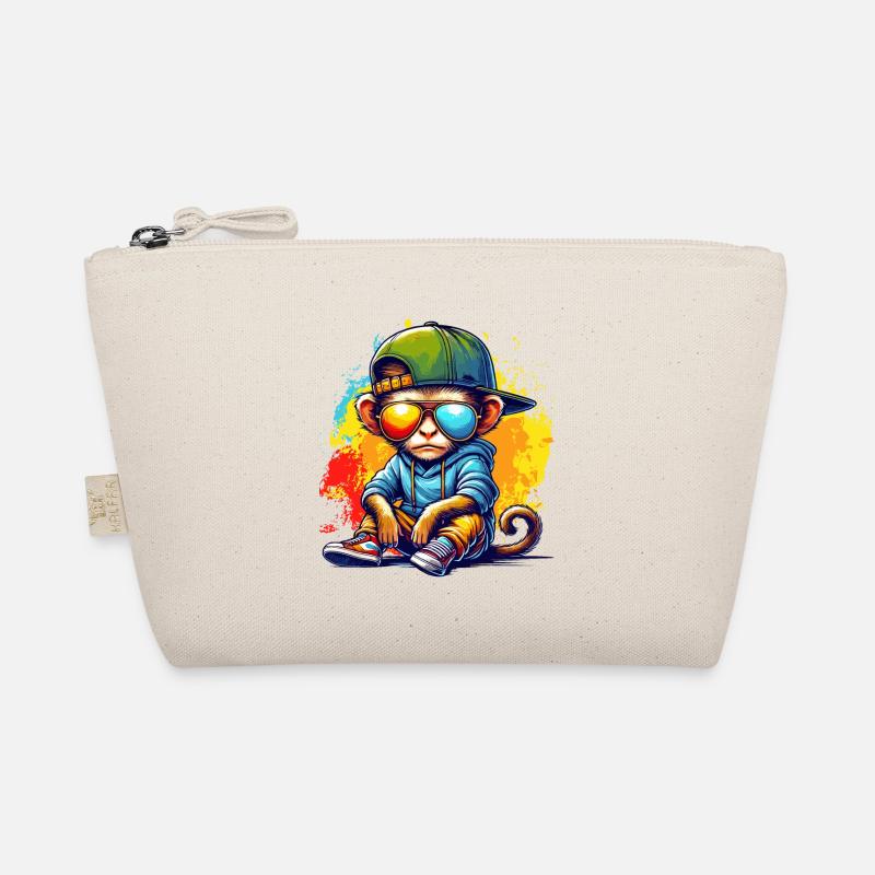 Cool Hip Hop Monkey with Sunglasses Graffiti Style Organic Pouch