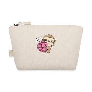 I'll go knit cute sloth with wool - Organic Pouch - nature - Front
