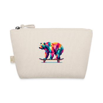 Geometric Polygon Bear Skateboarding Colorful Art - Organic Pouch - nature - Front
