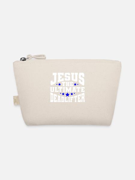 Jesus Ultimate Deadlifter Workout Christian Gym - Organic Pouch - nature - Front