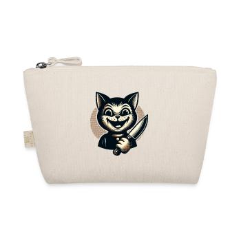 Gruselige Katze Psycho Haustier Halloween Deko - Bio-Täschchen - Natur - Vorne