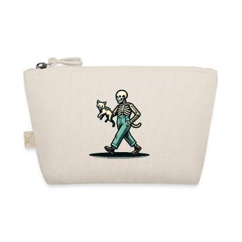 Funny Retro Cartoon Skeleton Cat Owner - Organic Pouch - nature - Front