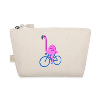 Flamingo On A Bicycle Funny Pink Bird Cute Playing - Organic Pouch - nature - Front