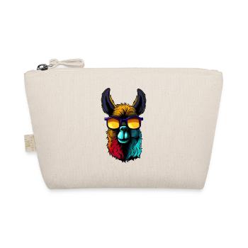 Cool llama alpaca wearing sunglasses retro design - Organic Pouch - nature - Front