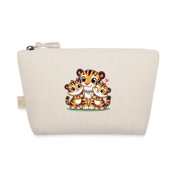 Parent tigre aimant avec deux enfants mignons - Trousse biologique - nature - Devant