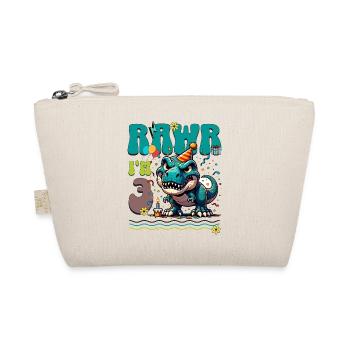 3rd Birthday Rawr T Rex Dinosaur - Organic Pouch - nature - Front