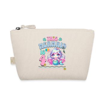 Mermaid 4th Birthday Girl Kids - Organic Pouch - nature - Front