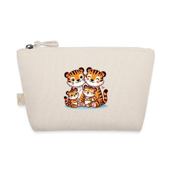 Tiger Family Mother And Father With Two Children - Organic Pouch - nature - Front
