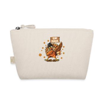 Turkey Wearing Hat Glasses Making Dabbing Eat Pizza - Organic Pouch - nature - Front