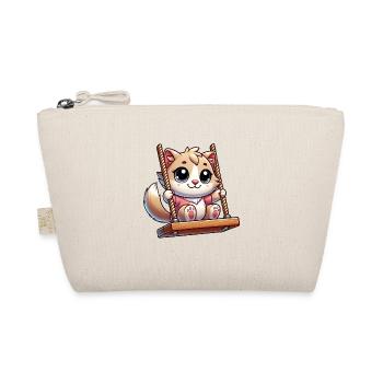 Cute Cat Rocking Cartoon Playground Fun - Organic Pouch - nature - Front