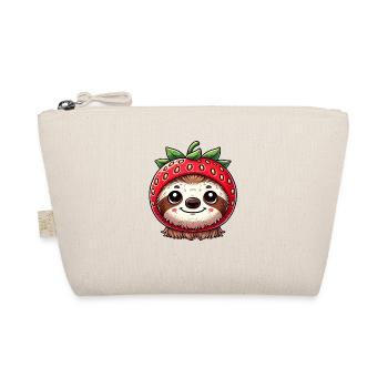 Cute sloth with strawberry and hat whimsical - Organic Pouch - nature - Front