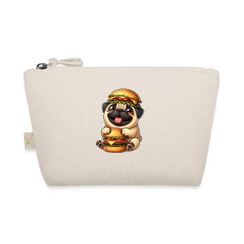 Whimsical Pug with Hat Cheeseburger Fast Food - Organic Pouch - nature - Front
