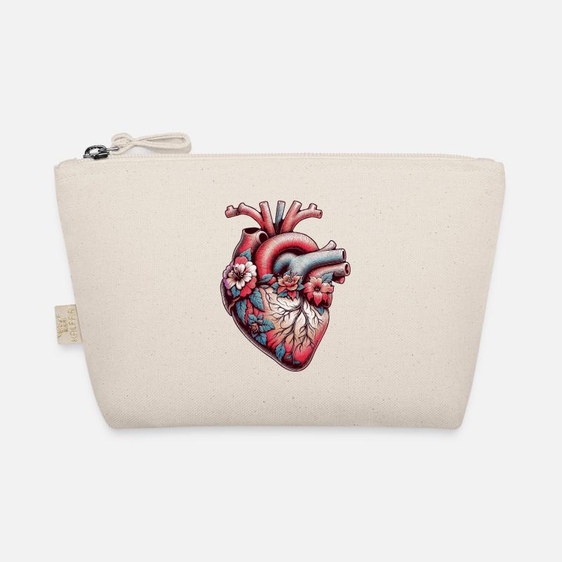 Anatomisches Herz mit Blumen Bio-Täschchen