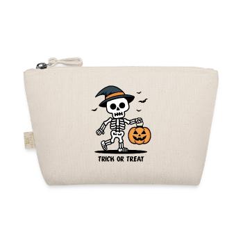 Niedliches Skelett mit Kürbis Laterne Halloween - Bio-Täschchen - Natur - Vorne