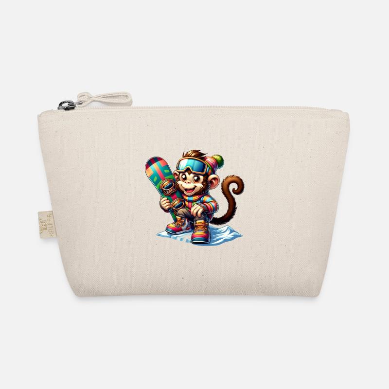 Cute Snowboarder Monkey Bio-Täschchen