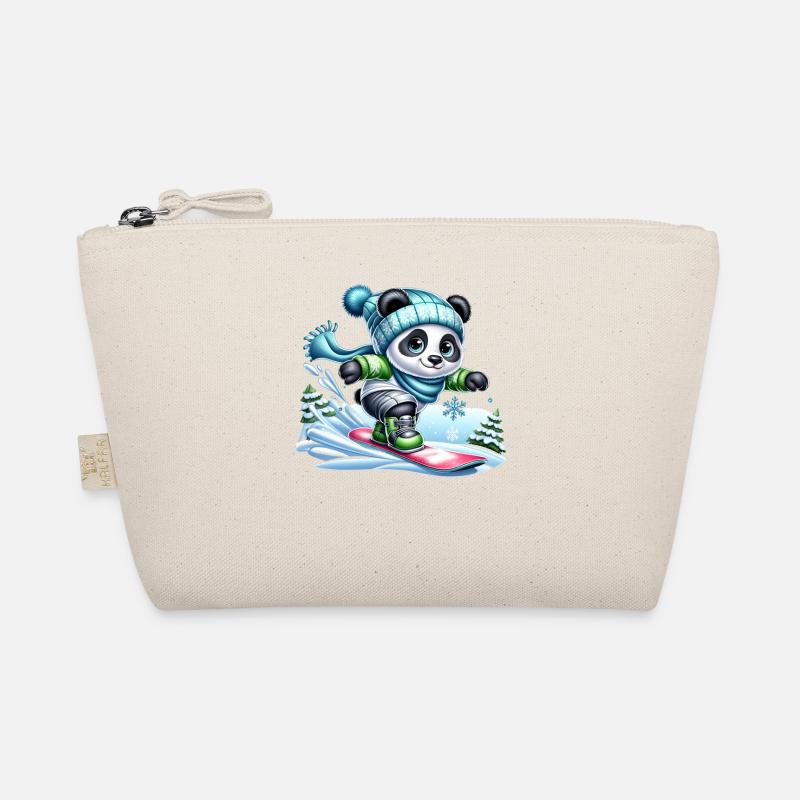 Cute Snowboarder Panda Bio-Täschchen