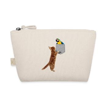 Katze Erreicht Blaugold Ara In Falscher Tasche Cool - Bio-Täschchen - Natur - Vorne