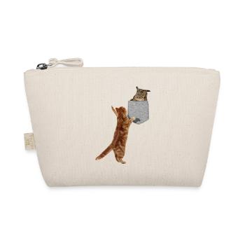 Chat atteignant le hibou dans une fausse poche imprimée drôle - Trousse biologique - nature - Devant