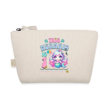 Mermaid 1st Birthday Girl Kids - Organic Pouch - nature - Front