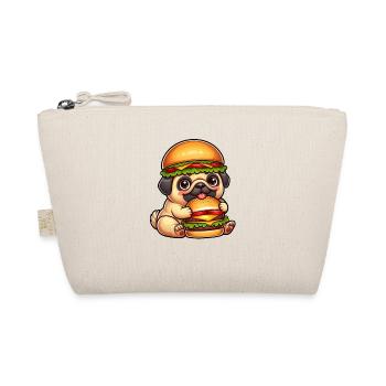 Dog Pug Hamburger Hat Whimsical Fast - Organic Pouch - nature - Front