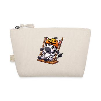 Halloween Zebra Kürbis mit Mütze auf Schaukel - Bio-Täschchen - Natur - Vorne
