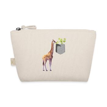 Giraffe Reaching For Branch With Leaves In Pocket - Organic Pouch - nature - Front