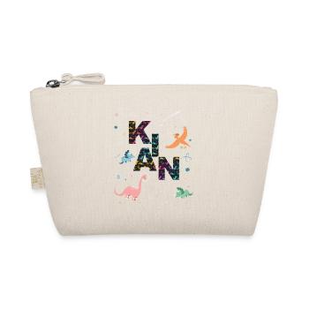 KIAN - Beautiful boy name with dinosaur - Organic Pouch - nature - Front