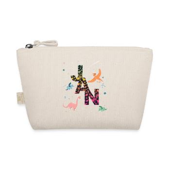 JAN - Beautiful boy name with dinosaur - Organic Pouch - nature - Front