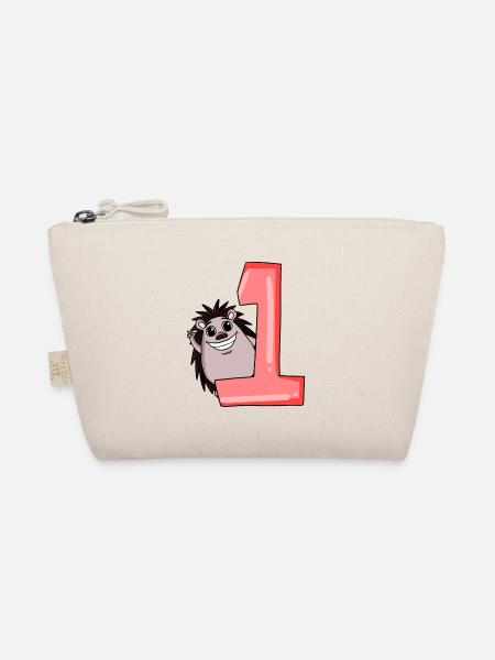 1 year old - school enrollment - hedgehog motif - number 1 - Organic Pouch - nature - Front