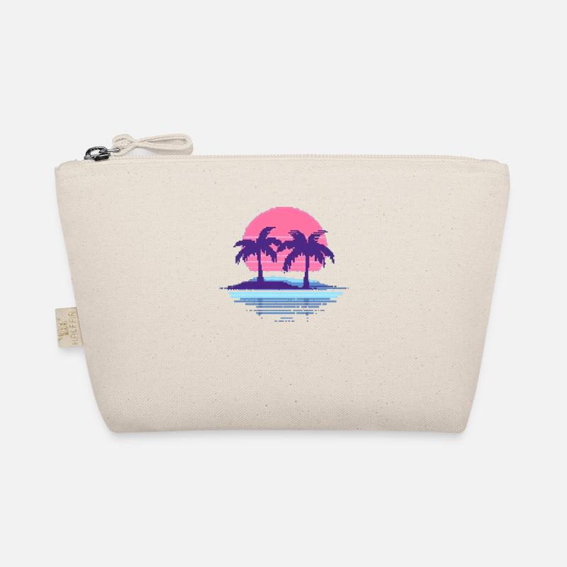 Vaporwave Synthwave Pixelart Palm Trees Retro 90s Organic Pouch