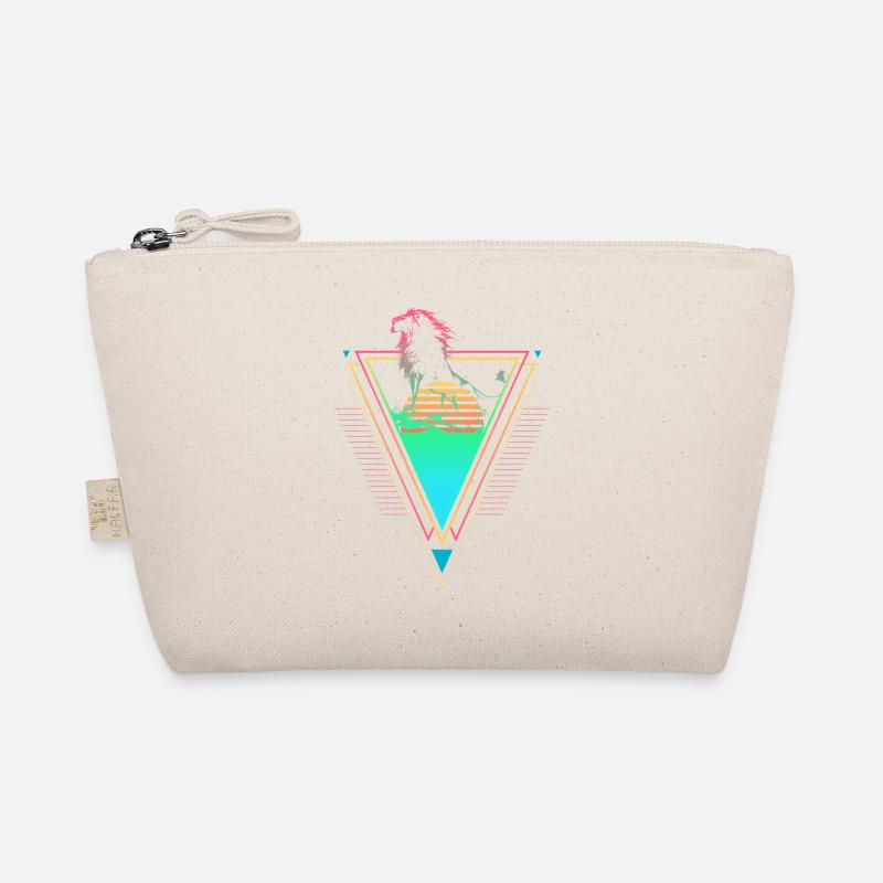 Lion Vaporwave Synthwave 90s 80s coucher de soleil Trousse biologique