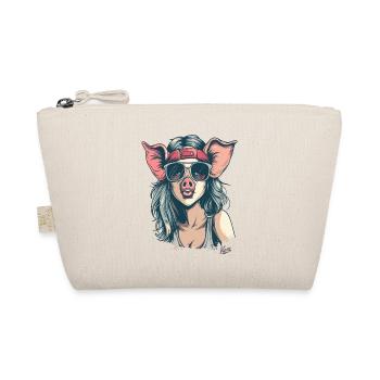 80s punk hippie girl as a cute piggy - Organic Pouch - nature - Front