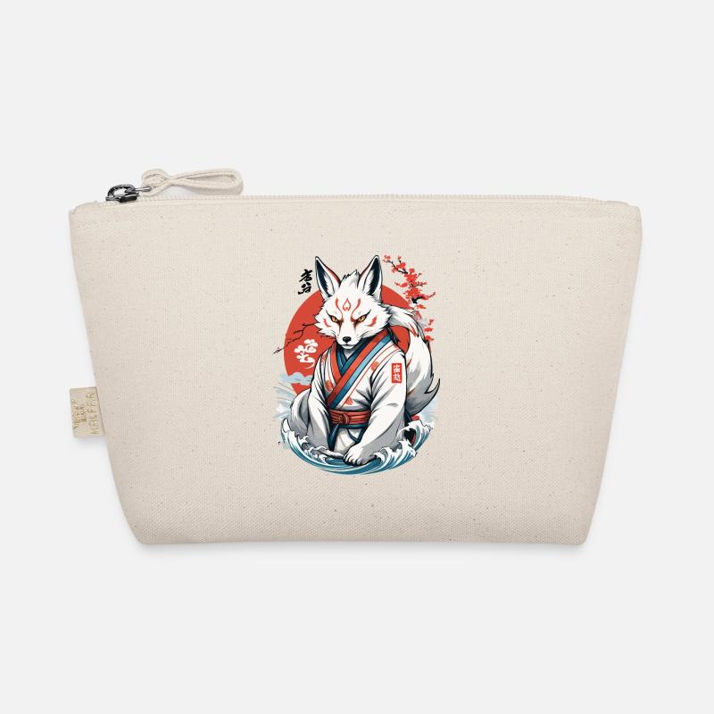 Kitsune Samurai Fuchs Vintage Ukiyo-e Stil Bio-Täschchen
