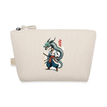Dragon Samurai Vintage Ukiyo-e Style Artwork - Organic Pouch - nature - Front