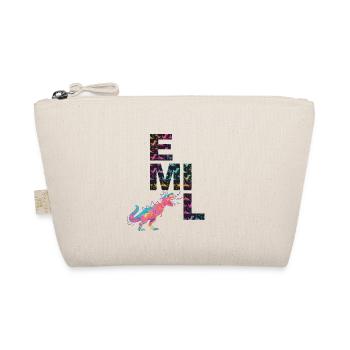 EMIL - Beautiful boy name with dinosaur - Organic Pouch - nature - Front