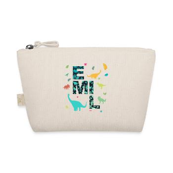 EMIL - Beautiful boy name with dinosaur - Organic Pouch - nature - Front