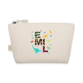 EMIL - Beautiful boy name with dinosaur - Organic Pouch - nature - Front