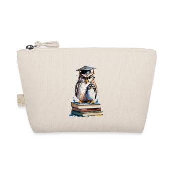 Owl on Books - Scholarly Watercolor - Organic Pouch - nature - Front