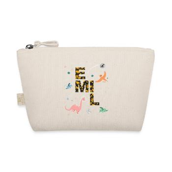 EMIL - Beautiful boy name with dinosaur - Organic Pouch - nature - Front