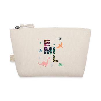 EMIL - Beautiful boy name with dinosaur - Organic Pouch - nature - Front
