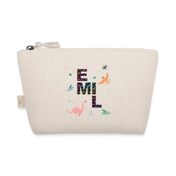 EMIL - Beautiful boy name with dinosaur - Organic Pouch - nature - Front