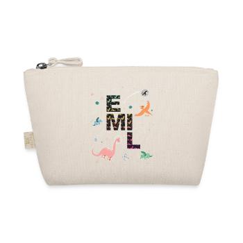 EMIL - Beautiful boy name with dinosaur - Organic Pouch - nature - Front