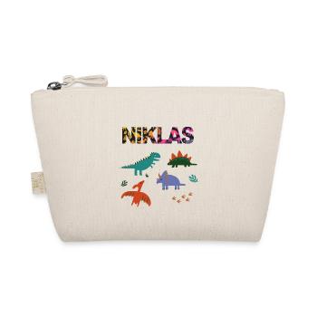 NIKLAS - Schöner Jungen Name mit Dinosaurier - Bio-Täschchen - Natur - Vorne