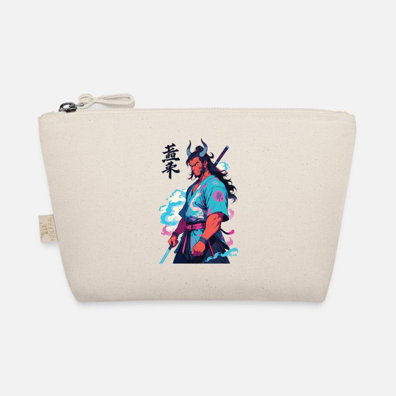 Samurai Oni Yokai Aesthetic Vaporwave Style Organic Pouch