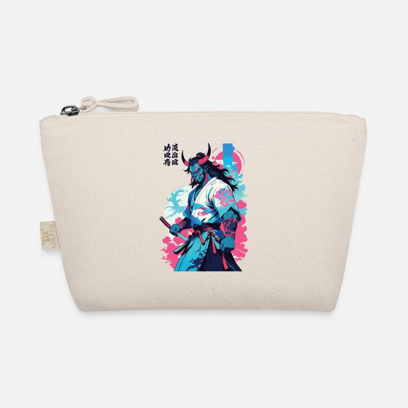 Samurai Oni Yokai Aesthetic Vaporwave Style Organic Pouch