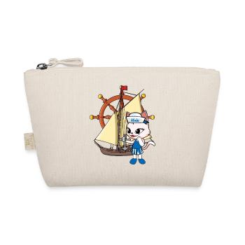 Cat Cats Sailing Ship Ships Steering Wheel - Organic Pouch - nature - Front